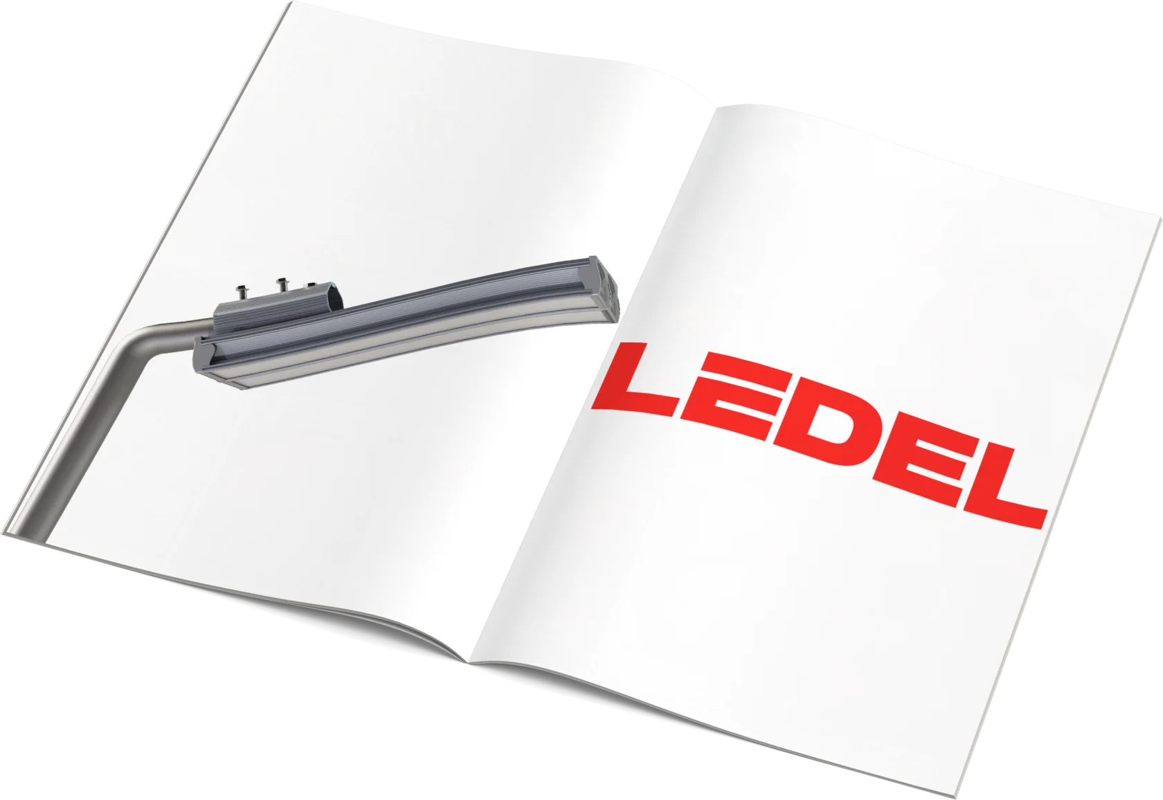 Открытая брошюра с логотипом LEDEL